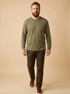 NWT Eddie Bauer Heavyweight Legend Lt. Brown Heather Long Sleeve Tee ~sz Tall XL